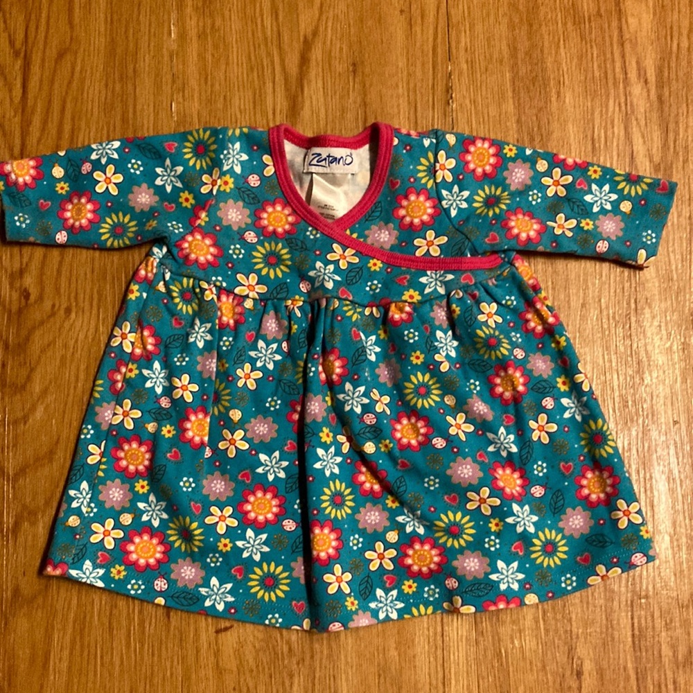 Zutano 3 month teal floral dress